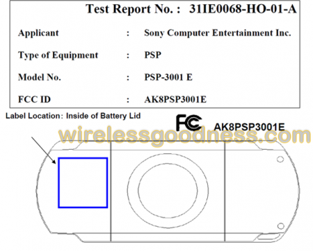 Фото - Sony PSP 3001 E проходит сертификацию FCC